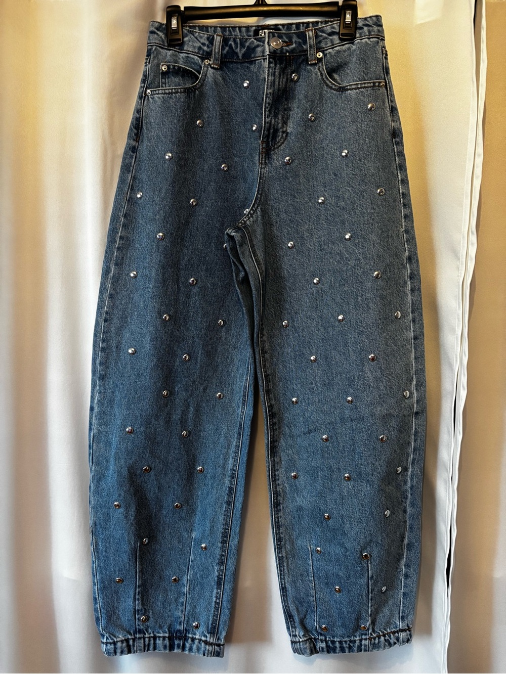 EUC! Future Collective Studded High-Rise Barrel Jeans